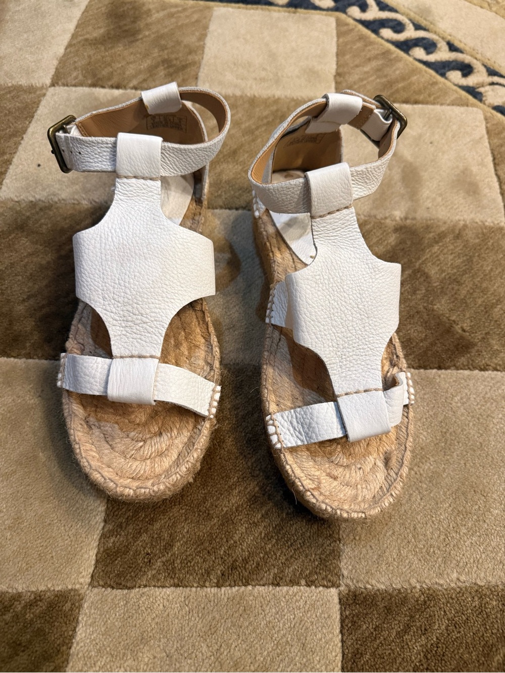 Soludos White Leather Espadrille Ankle-Strap Sandals NWT - Picture 2 of 11